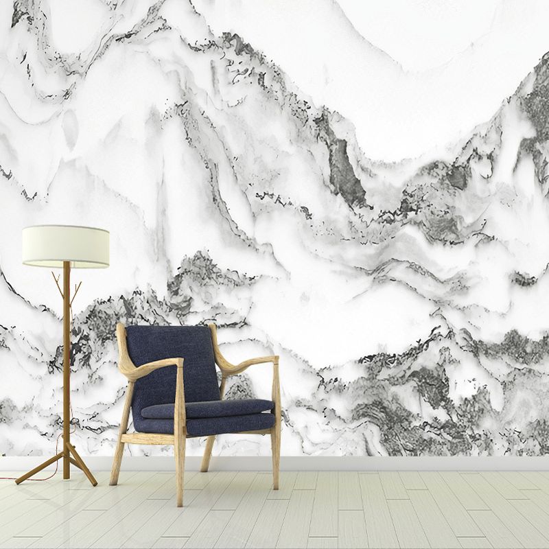 Decoración de pared de montaña de acuarela en gris pastel, mural de pared tradicional para uso comercial