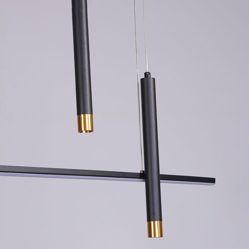 Black Metal Hanging Pendant Lights with Acrylic Shade Modern Island Lamps