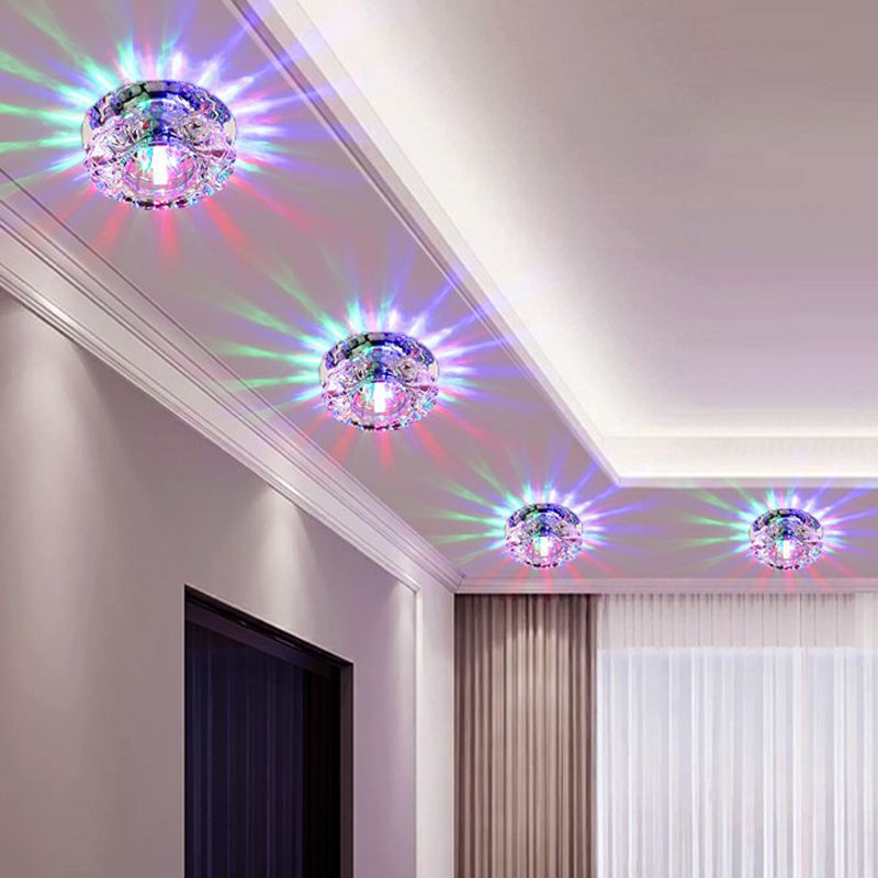 Floral Flush Ceiling Light Fixture Minimalist Clear Crystal Living Room Flush Mount Spotlight