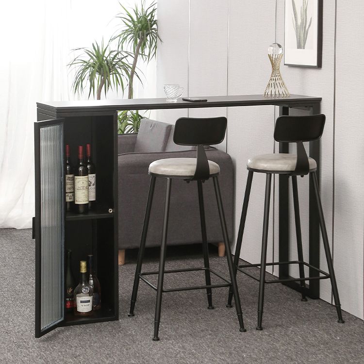 Bar Height Pub Table Modern Marble Rectangle Storage Indoor Counter Wine Table