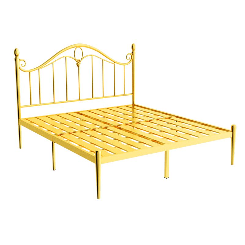 45" Tall Glam Standard Bed Metal Open-Frame Bed with Arched Headboard