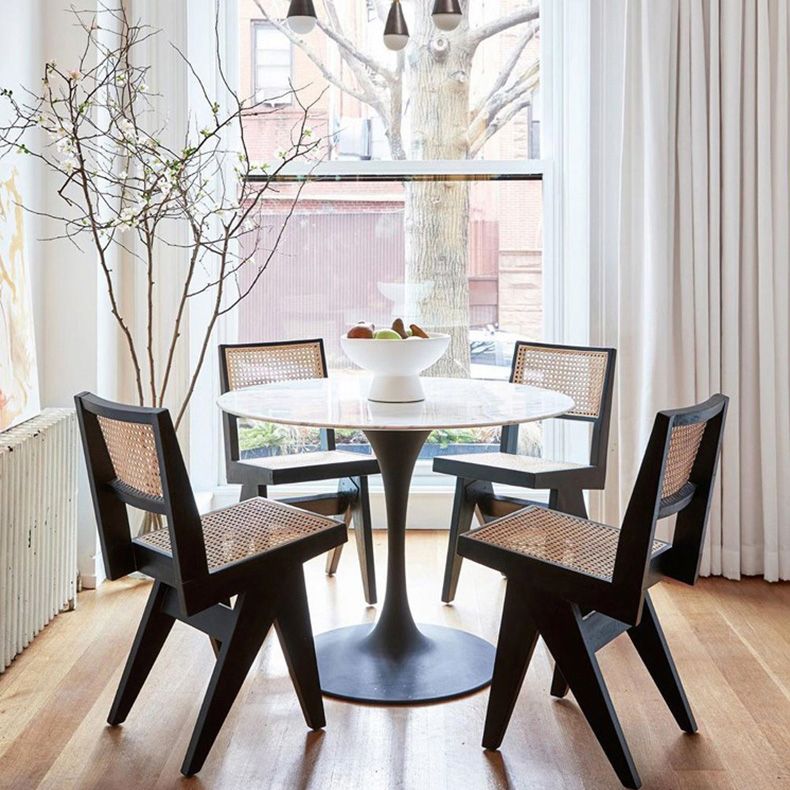 Open Back Dining Side Chair Solid Wood Armless Dining Chairs