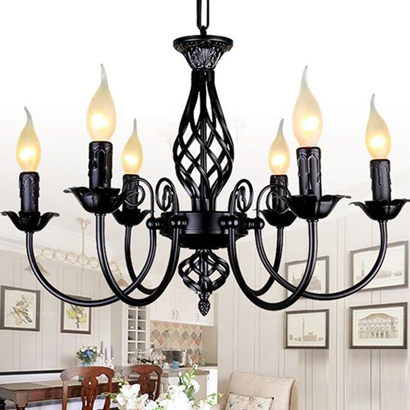 American Candle Shape Chandelier Metal Multi Light Hanging Light for Dinning Room