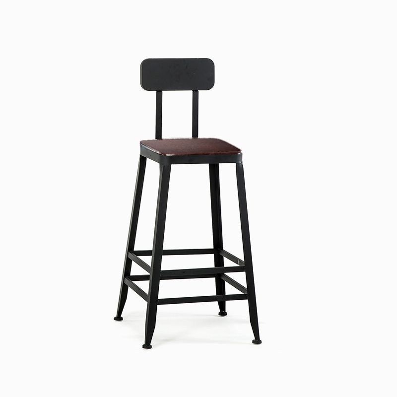 Industrial Black Counter Chair Squared Metal Footrest Counter-height Stool