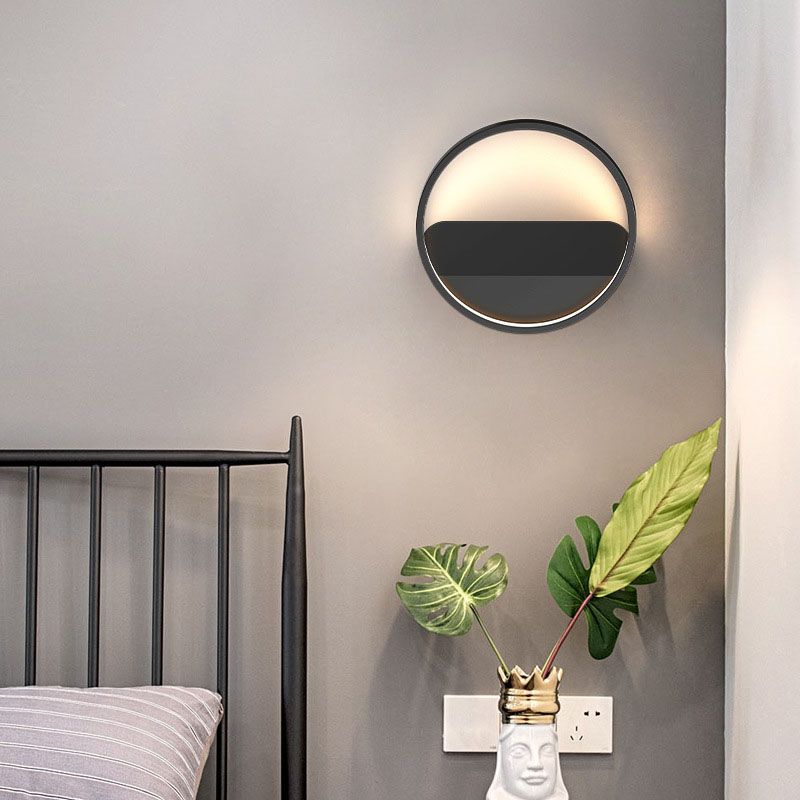 Modern Minimalist LED Wall Lamp Metal Geometric Wall Light with Acrylic Shade
