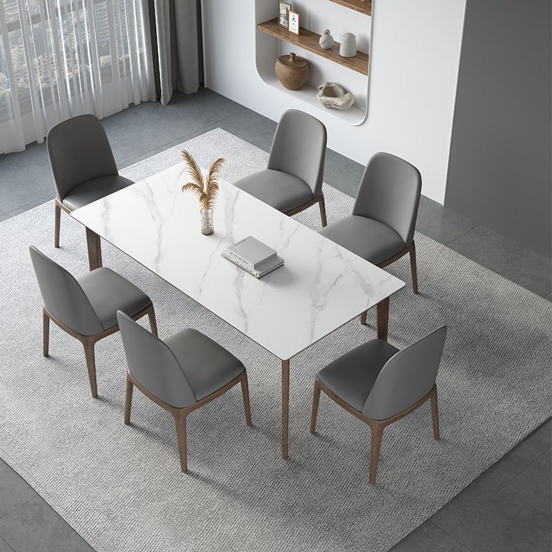 Dining Room Set Minimalist with Solid Wood Dining Table and Upholstered Chairs