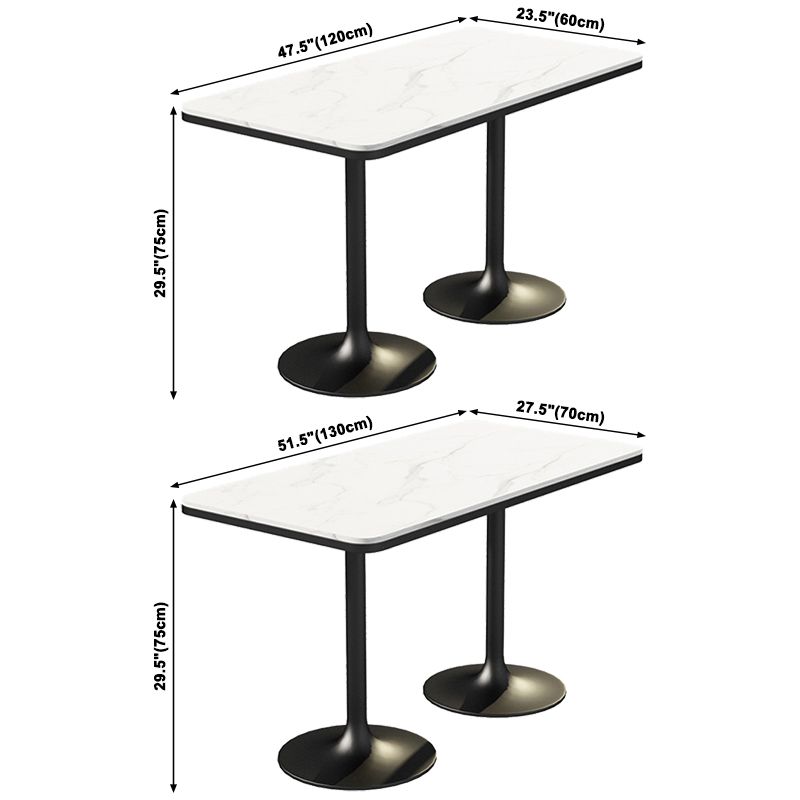 Industrial Dining Room Table White Sintered Stone Table with Black Metal Base
