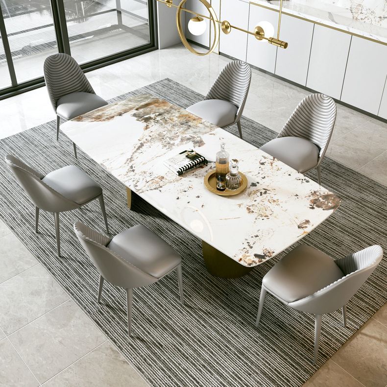 Modern Sintered Stone Table Dining Rectangle Table with Metal Legs for Home Use
