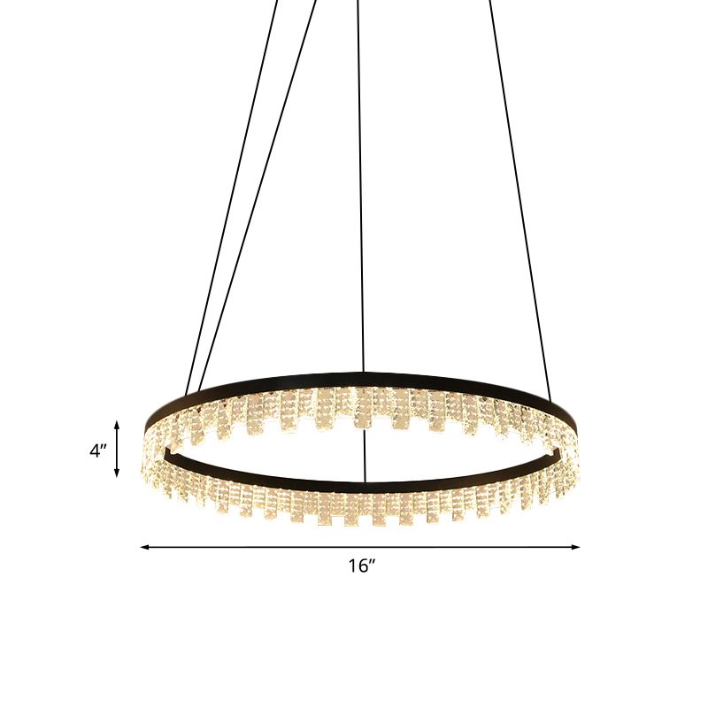 Cirkel slaapkamer kroonluchter lamp modernisme kristallen rechthoek led zwart hangende lamp armatuur