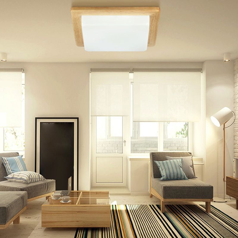 Luminaires de plafond encastrés à LED carrés Luminaire de plafond encastré moderne en bois