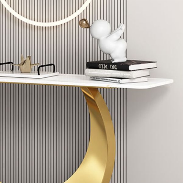 Contemporary Console Accent Table Rectangle Console Table in Stone