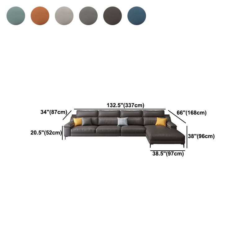 Faux leather Sloped Arms Sectionals,133" * 34" * 38" Sectional Sofa