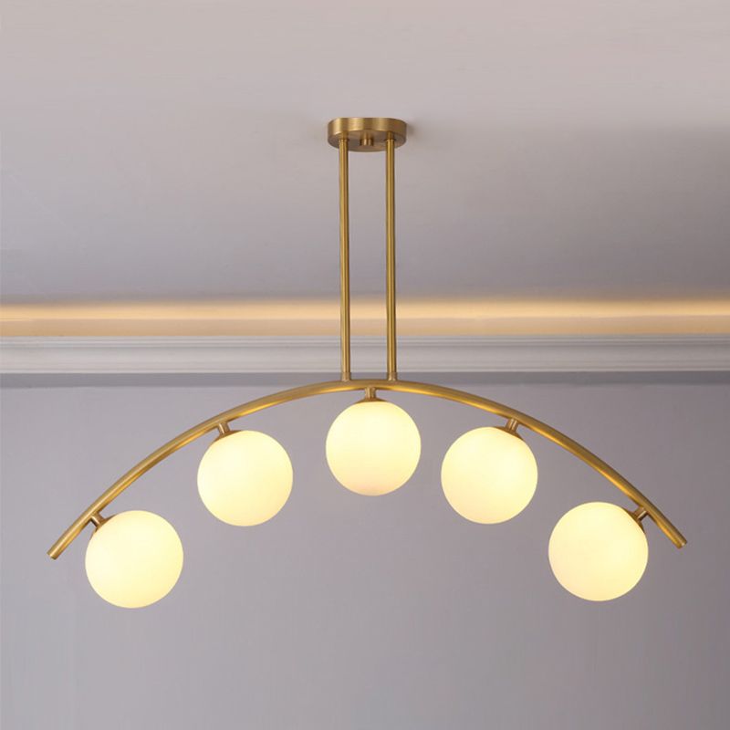 Modern Style Global Shape Island Lights Glass 3/7/9 Lights Pendant Light in Gold