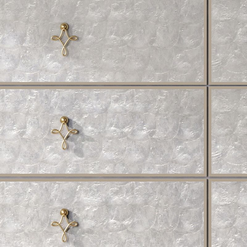 Classic Glam Double Dresser Stone Storage Chest with Metal Feet for Bedroom