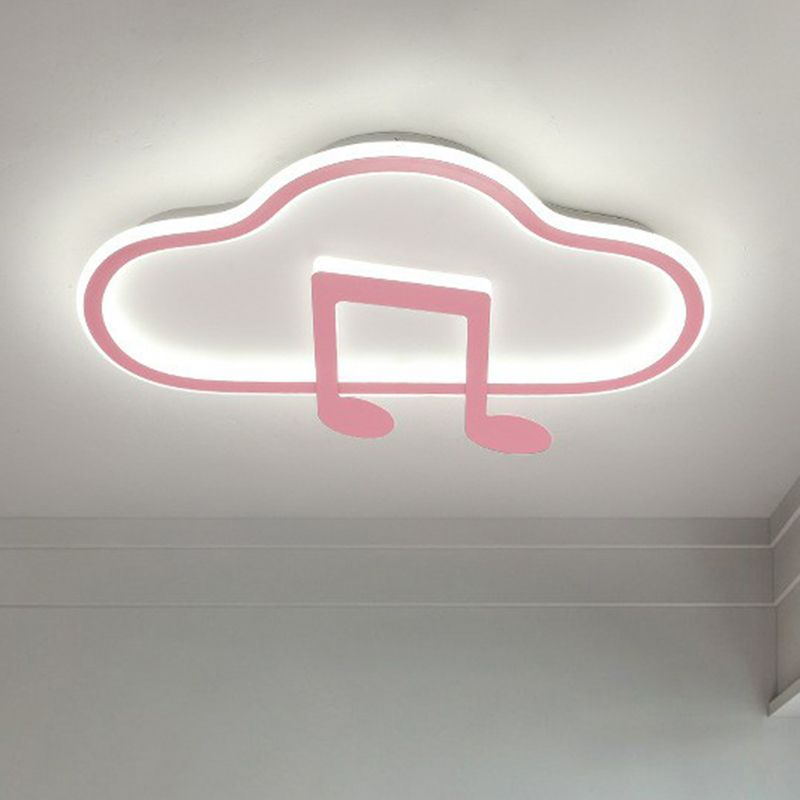 Nuage et musique Note de musique Bédouiller Légère Acrylique Macaron LED Flush Ceiling Light Fixture