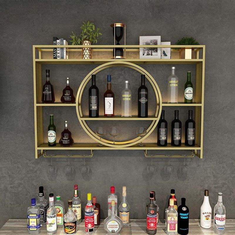 Modern Wall Mounted Wine Rack Metal Wine Bottle & Glass Rack without Light