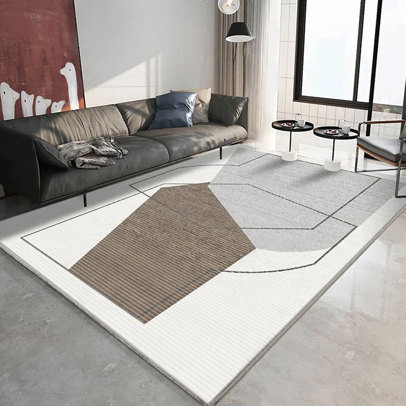 Grey Modern Rug Polyester Striola Area Rug Stain Resistant Rug for Living Room