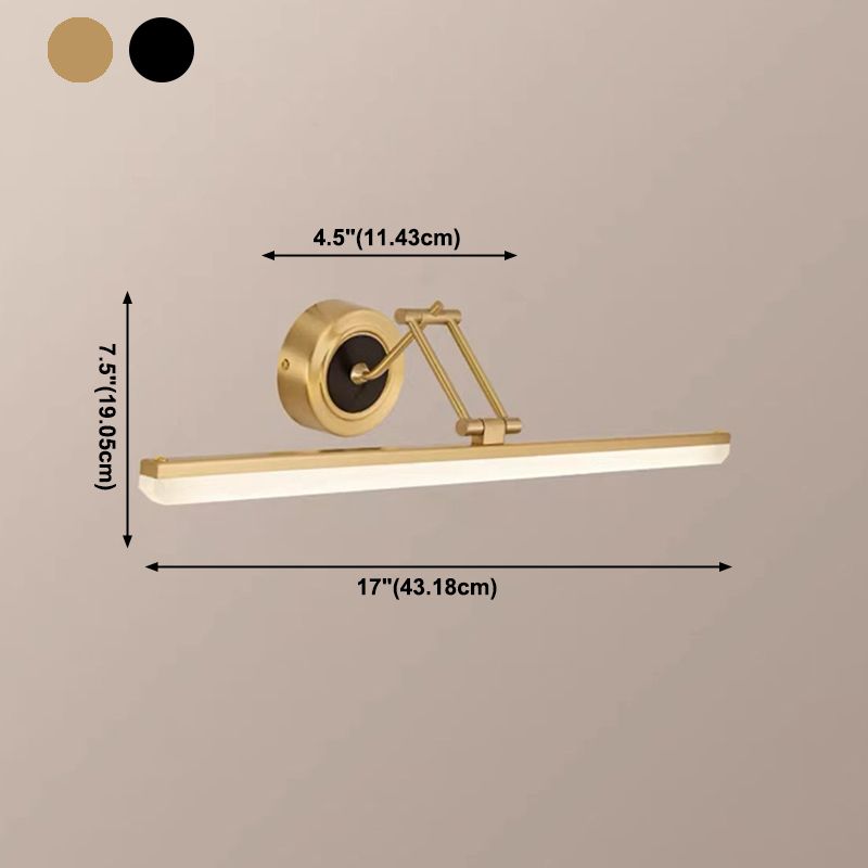 Linear Shape Wall Lighting Modern Style Metal 1-Light Sconce Lamp for Shower Room