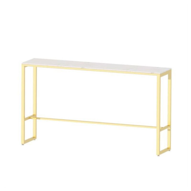 Faux Marble Top Bar Height Table Glam Style Bistro Table for Patio Use