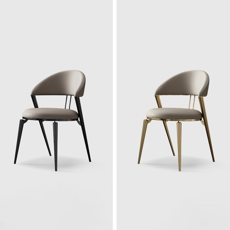 Glam Kitchen Side Chair Metal Legs Open Back Dining Armless Chair