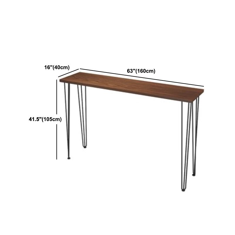 Rectangle Modern Counter Height Table Metal Legs Pub Height Dining Table in Natural
