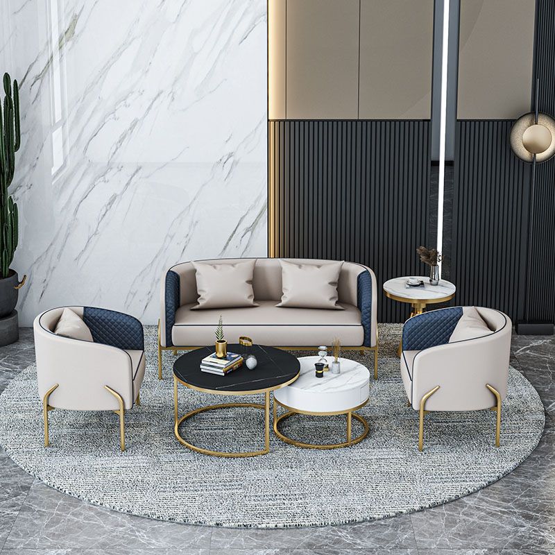 Glam Style Metal Armless Dining Chair Faux Leather Side Chair for Restaurant Use