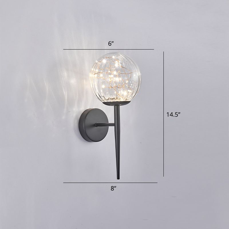 Living Room LED Sconce Lamp Nordic Starry Wall Light Fixture with Ball Glass Shade