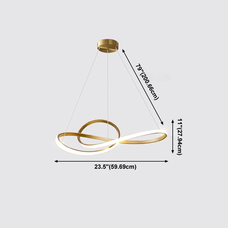 Gold Unique Shape Chandelier Modern 1 Light LED Hanging Light for Bedroom