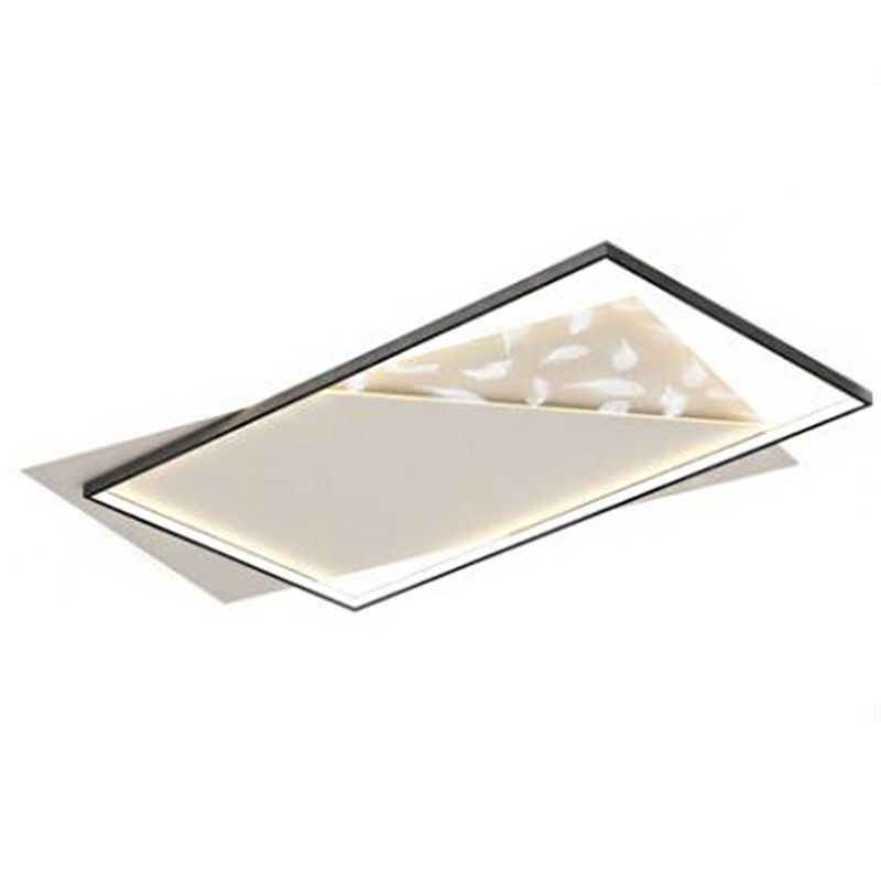 Moderne luxe LED-plafondlamp met veren, geometrische metalen semi-inbouwmontage voor woonkamer