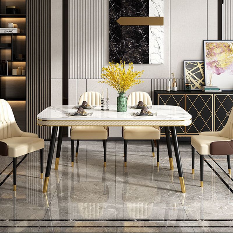 Rectangle Dining Table Traditional Luxury Dining Table with 4 Legs