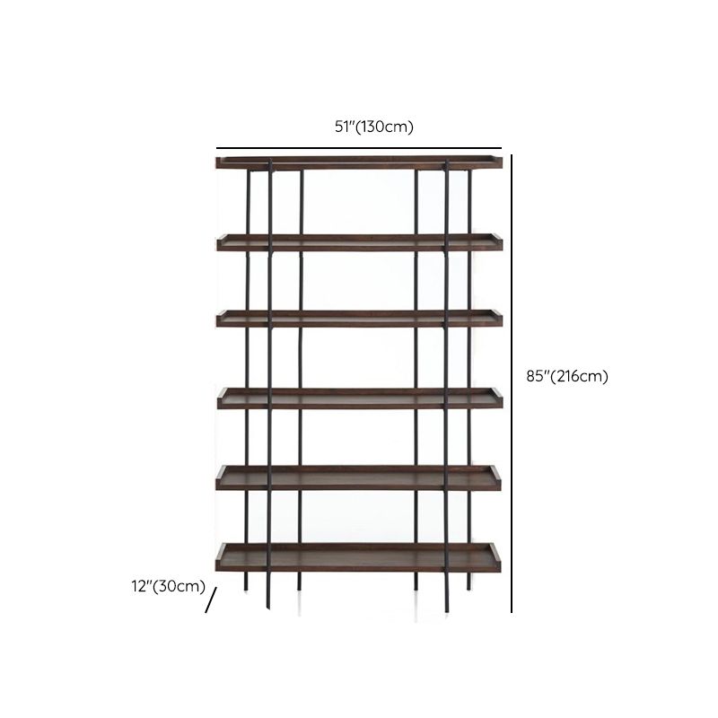 Etagere Open Back Bookshelf Wooden Industrial Bookcase with Shelves
