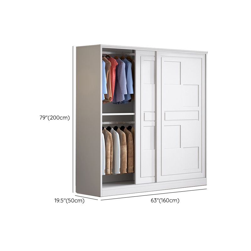 Modern Freestanding Wardrobe Armoire, 2-door Manufatured Armoire with Shelves in White