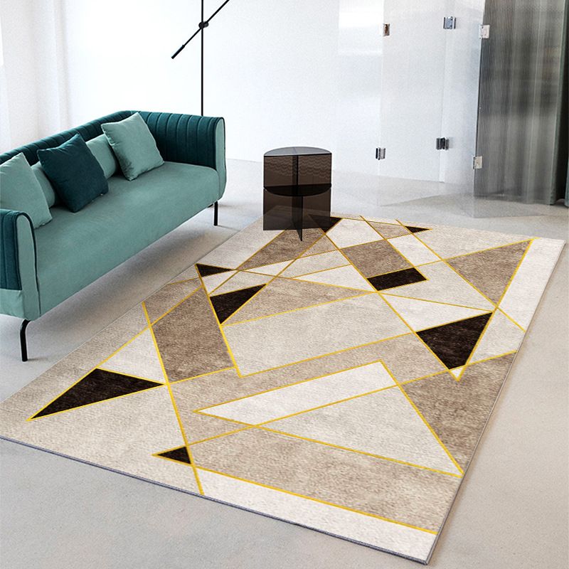 Leisure Indoor Rug Geometric Patchwork Modern Area Rug Polyester Anti-Slip Carpet for Living Room