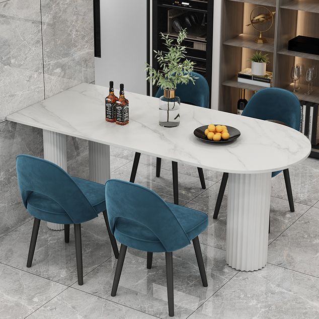 Free Form White Dining Table Sintered Stone Table Modern Style with 3 Legs