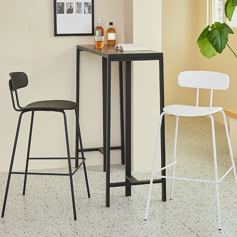 Modern Backrest Armless Counter Stool Metal Bar Stool with Plastic Cushion