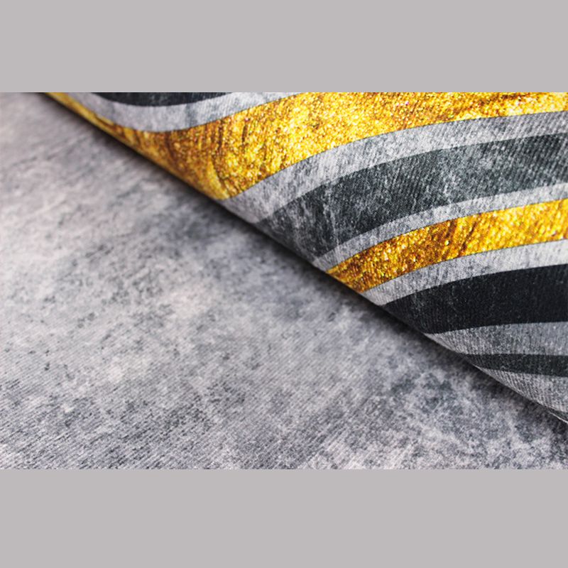 Gray Indoor Carpet Minimalist Geometric Area Rug Polyester Anti-Split Washable Rug