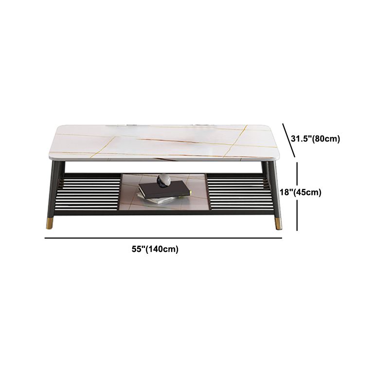 Glam Frame Coffee Table Slate Rectangular Coffee Table for Living Room