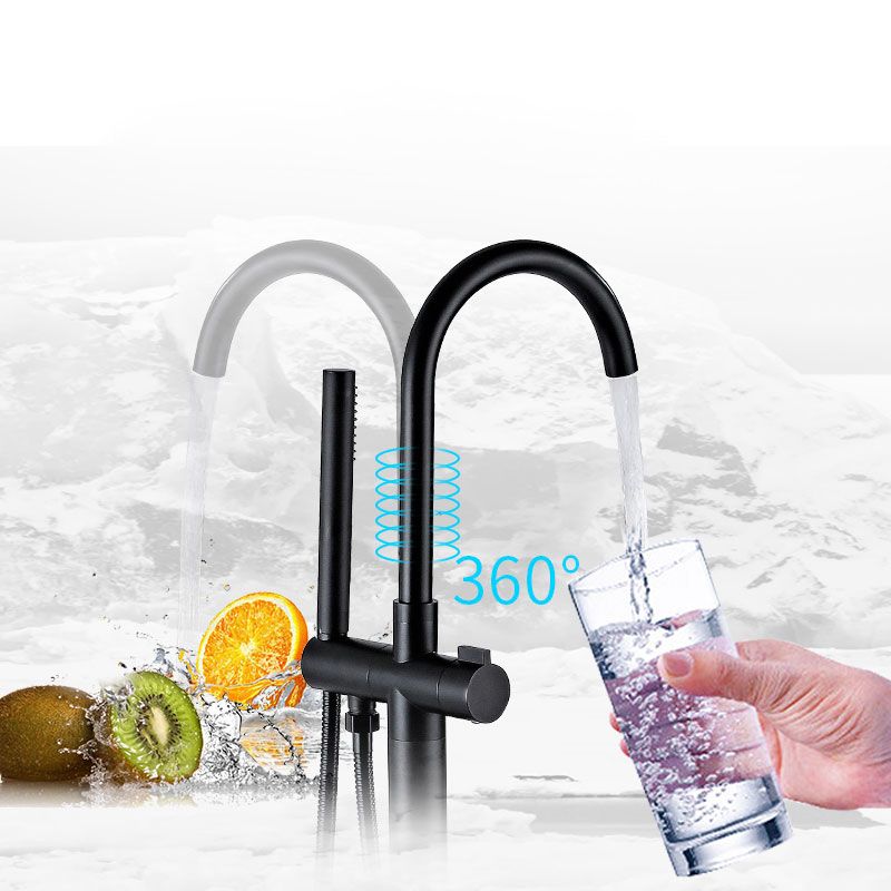 Floor Mounted Freestanding Tub Filler Metal High Arc Freestanding Bathtub Faucet