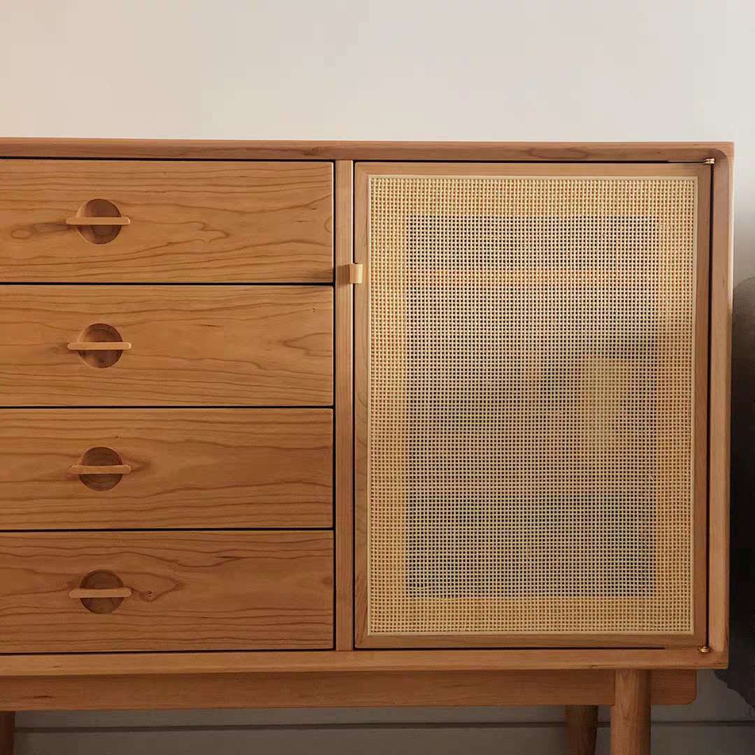 Dinning Room Modern Style Cupboard 4 Drawer 2 Doors Pine Top Sideboard