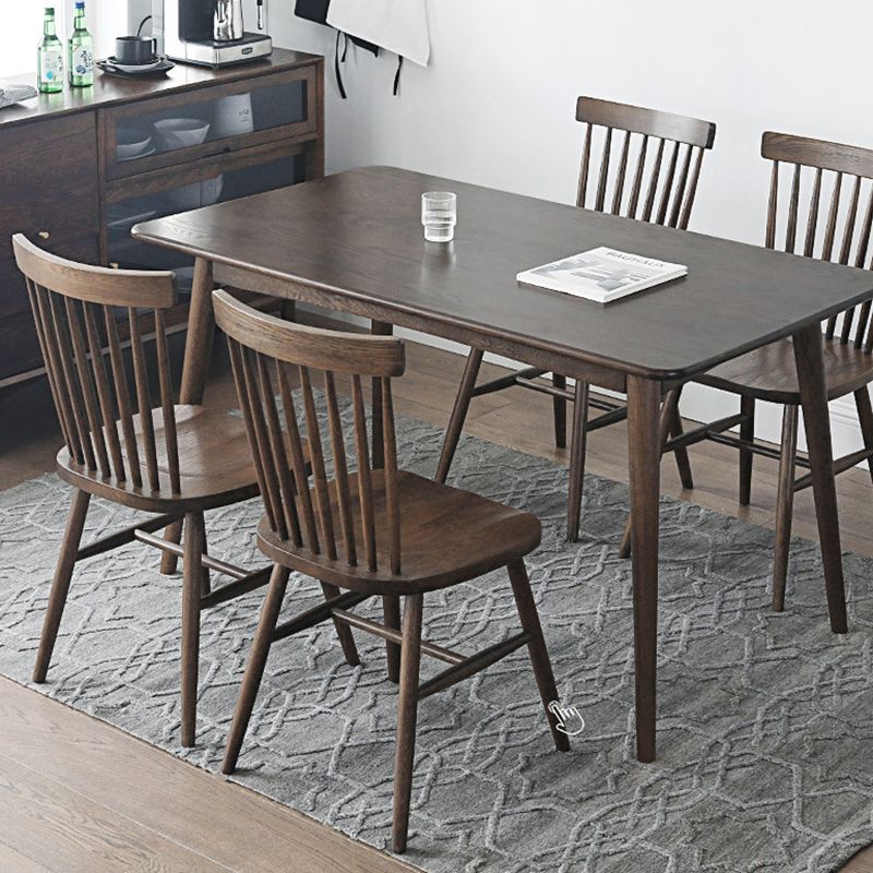 54"L Solid Wood Dining Table 4 Legs Base Rectangle Shape Table in Modern Style