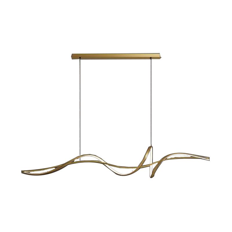 Minimalism Twisting LED Hanging Pendant Lights in Gold for Dining Room