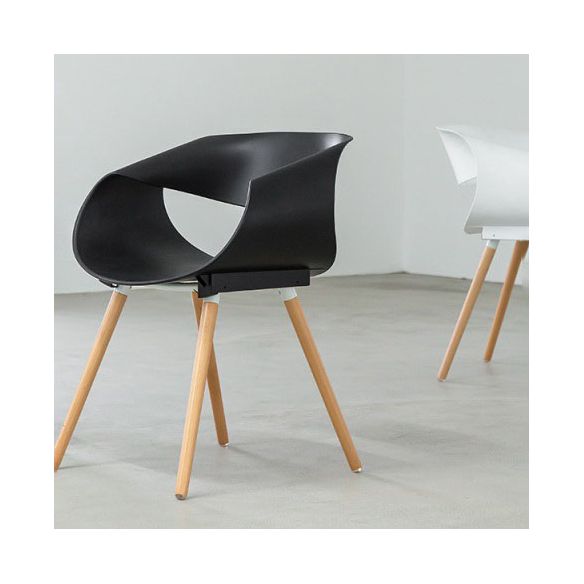 Silla de comedor plástica con respaldo abierto de haya moderna con acabado mate