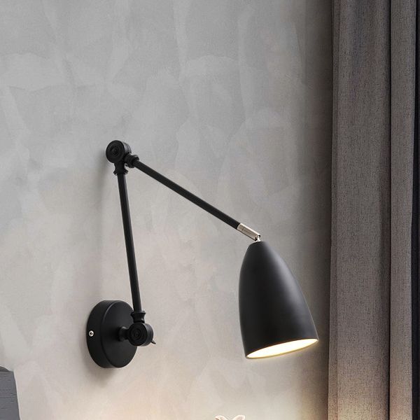 Wrought Iron Wall Lamp in Modern Style Cone 1-Light Reading Wall Light for Bedroom
