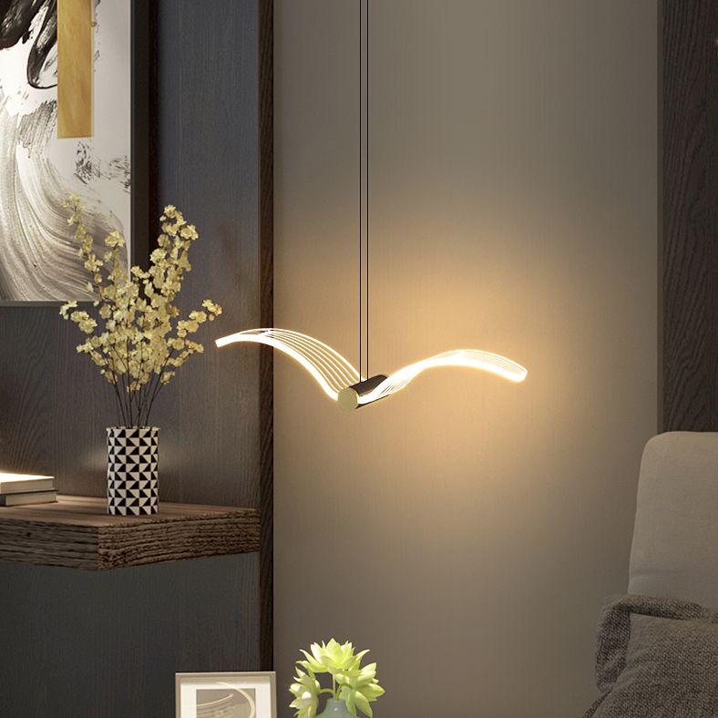 Iluminación de suspensión en forma de pájaro lámpara colgante de acrílico acrílico en latón en latón