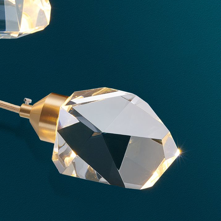 Crystal Gold Pendant Light Geometric Contemporary Ceiling Light for Stair Half