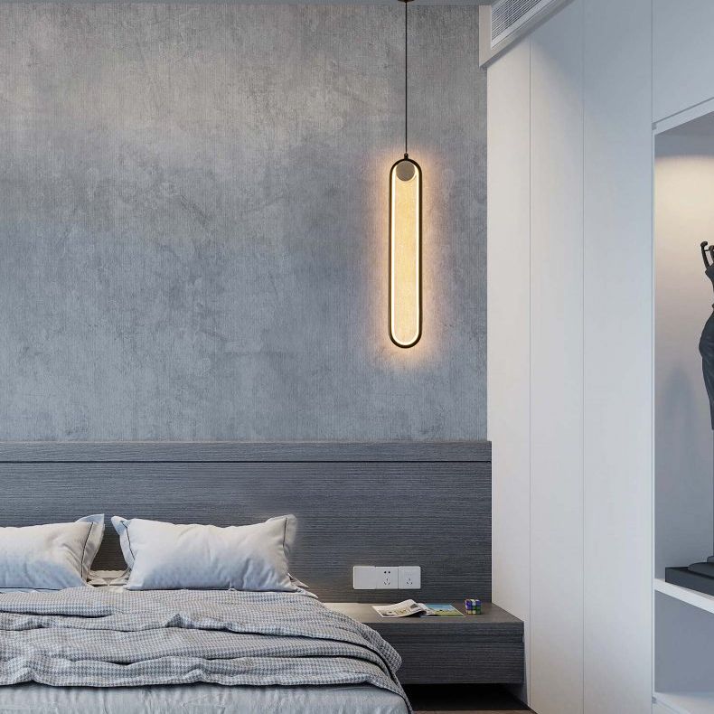 Contemporary One-Light Black Metal Oval Pendant Lighting for Dinning Room Cafe