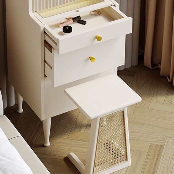 Contemporary Solid Wood Dressing Table Stool Set 2 Drawer Make-up Vanity