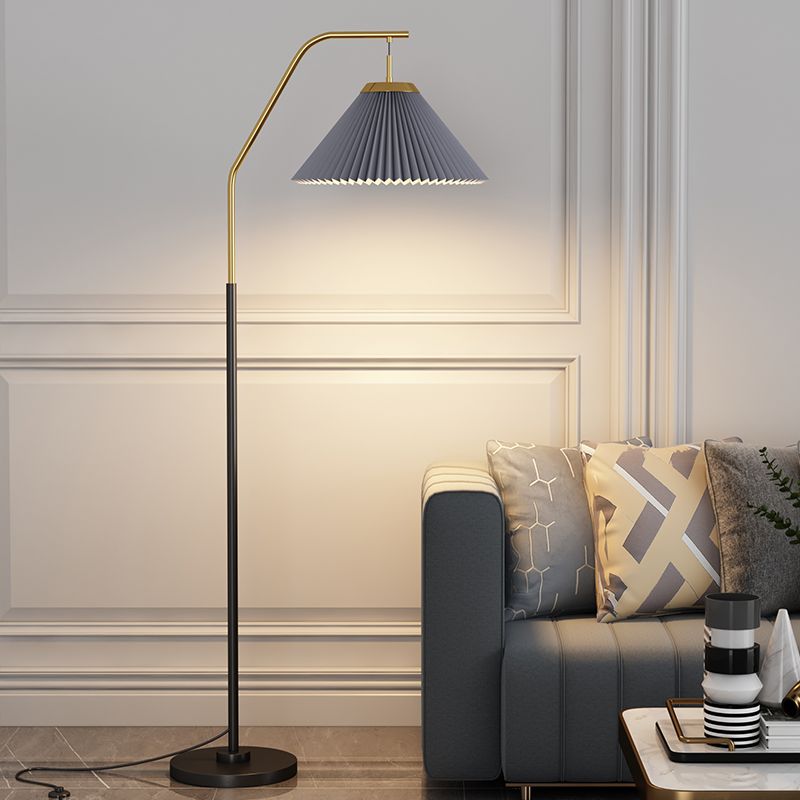 Modern Colorful Floor Lamp Burlap Shade 1 Light Floor Light for Living Room