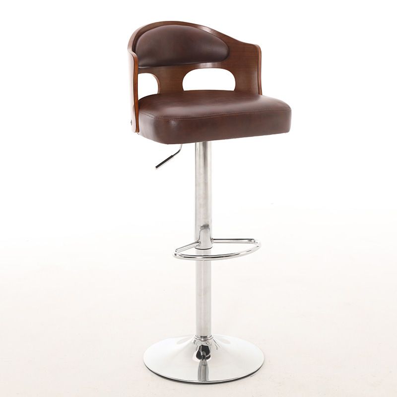 Contemporary Metal Barstool Faux Leather Counter Stool With Chrome Base