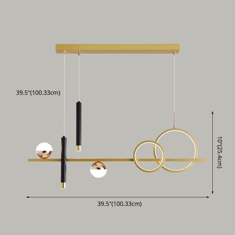 LED Linear Island Lighting Fixture Metal 2-Spotlight Chandelier Lamp for Dining Room